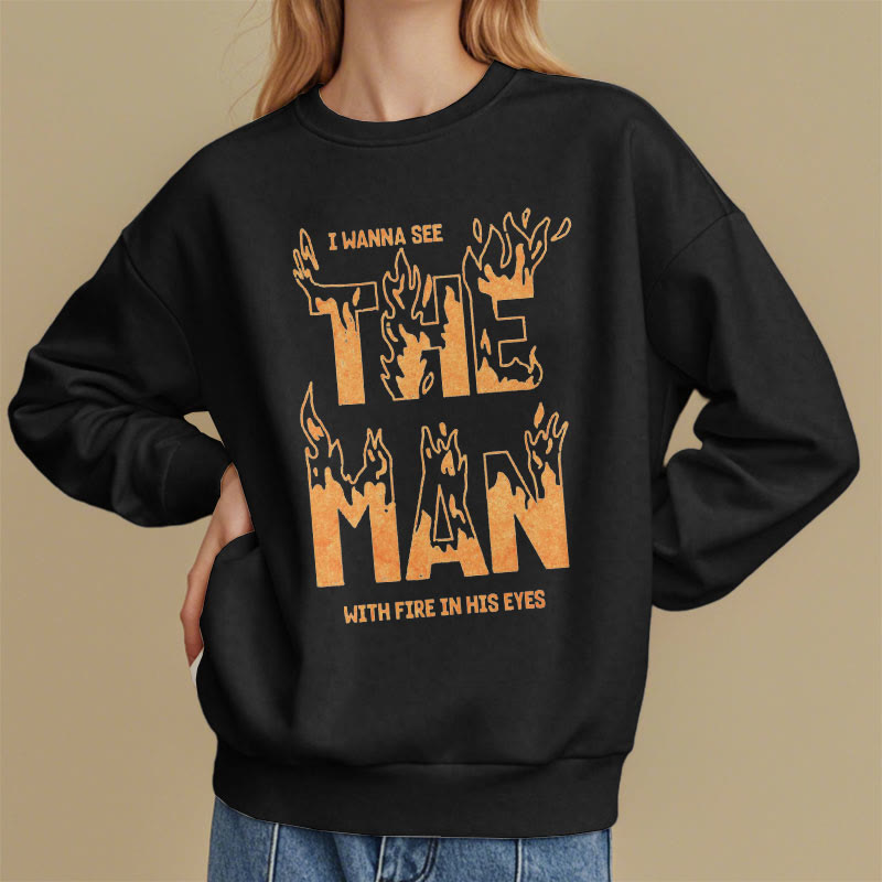 Christianartworkshop Quotation Style The Man With Fire in His Eyes Fleece Lined Polyester Sweatshirt - image 8