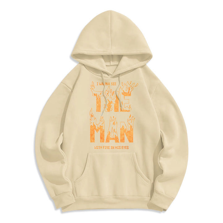 Christianartworkshop Quotation  Style The Man With Fire in His Eyes Fleece Lined Polyester Hoodie - Beige - 2XL - image 11