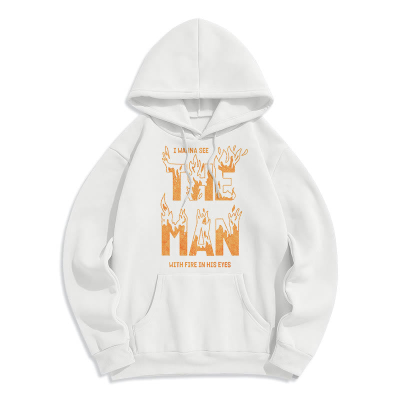Christianartworkshop Quotation  Style The Man With Fire in His Eyes Fleece Lined Polyester Hoodie - White - 2XL - image 9