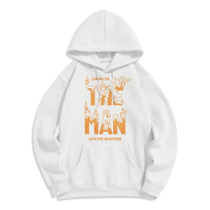 Christianartworkshop Quotation  Style The Man With Fire in His Eyes Fleece Lined Polyester Hoodie - White - 2XL - image 9