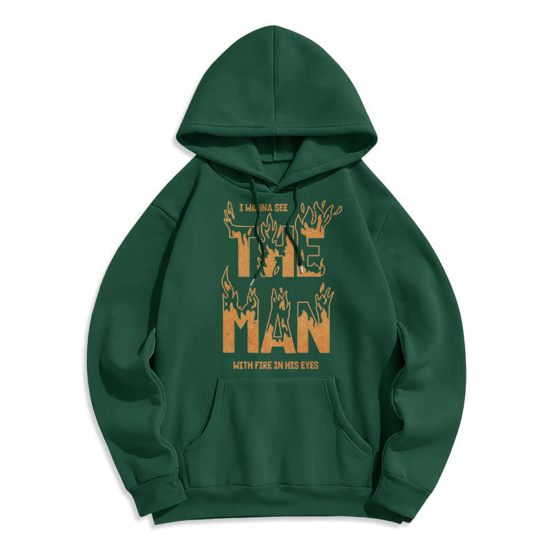 Christianartworkshop Quotation  Style The Man With Fire in His Eyes Fleece Lined Polyester Hoodie - Green - 2XL - image 14
