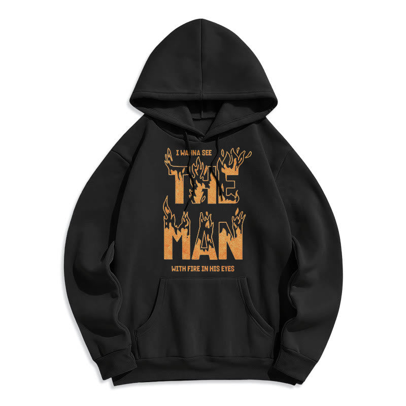 Christianartworkshop Quotation  Style The Man With Fire in His Eyes Fleece Lined Polyester Hoodie - Black - 2XL - image 6