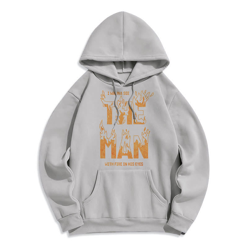 Christianartworkshop Quotation  Style The Man With Fire in His Eyes Fleece Lined Polyester Hoodie - Grey - 2XL - image 16