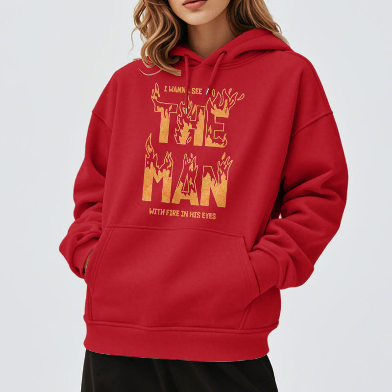 Christianartworkshop Quotation  Style The Man With Fire in His Eyes Fleece Lined Polyester Hoodie - image 20