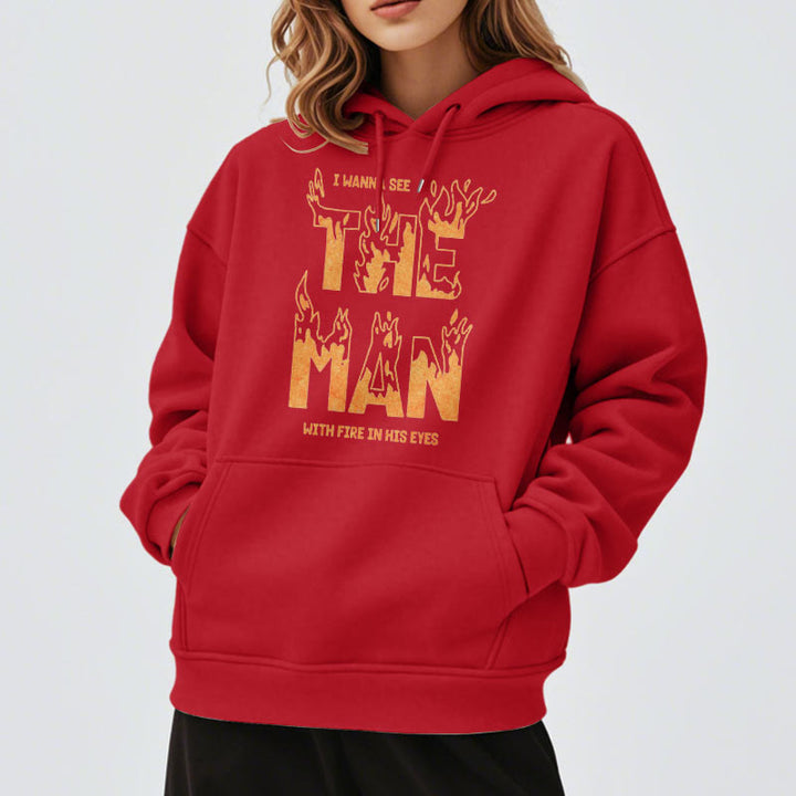 Christianartworkshop Quotation  Style The Man With Fire in His Eyes Fleece Lined Polyester Hoodie - image 20