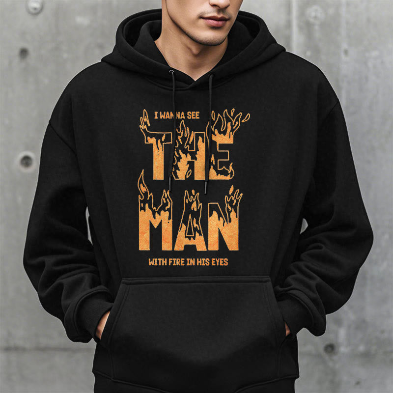 Christianartworkshop Quotation  Style The Man With Fire in His Eyes Fleece Lined Polyester Hoodie - image 8