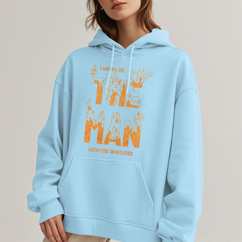 Christianartworkshop Quotation  Style The Man With Fire in His Eyes Fleece Lined Polyester Hoodie - image 4