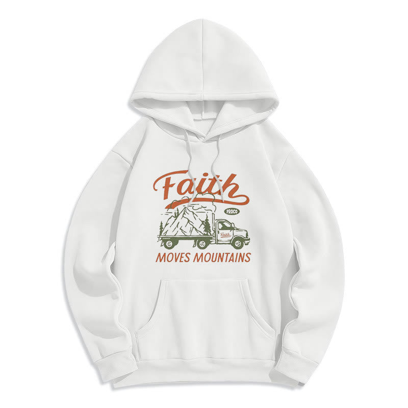 Christianartworkshop Quotation  Colored Style Faith Moves Mountains Fleece Lined Polyester Hoodie - White - 2XL - image 1