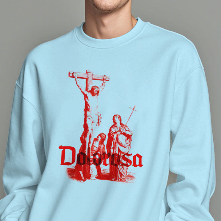 Christianartworkshop Classic Style Dolorosa Crucifix Jesus Sacred Faith Fleece Lined Polyester Sweatshirt - image 14
