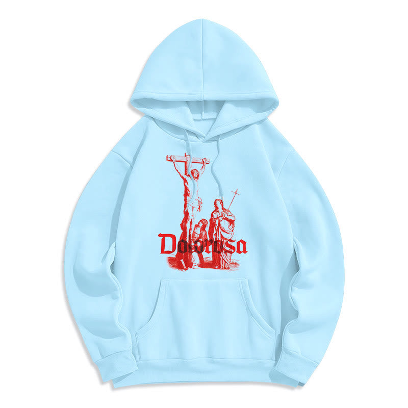 Christianartworkshop Classic Style Dolorosa Crucifix Jesus Sacred Faith Fleece Lined Polyester Hoodie - Blue - 2XL - image 13