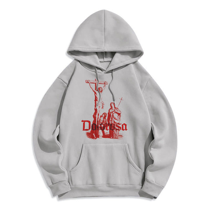 Christianartworkshop Classic Style Dolorosa Crucifix Jesus Sacred Faith Fleece Lined Polyester Hoodie - Grey - 2XL - image 15