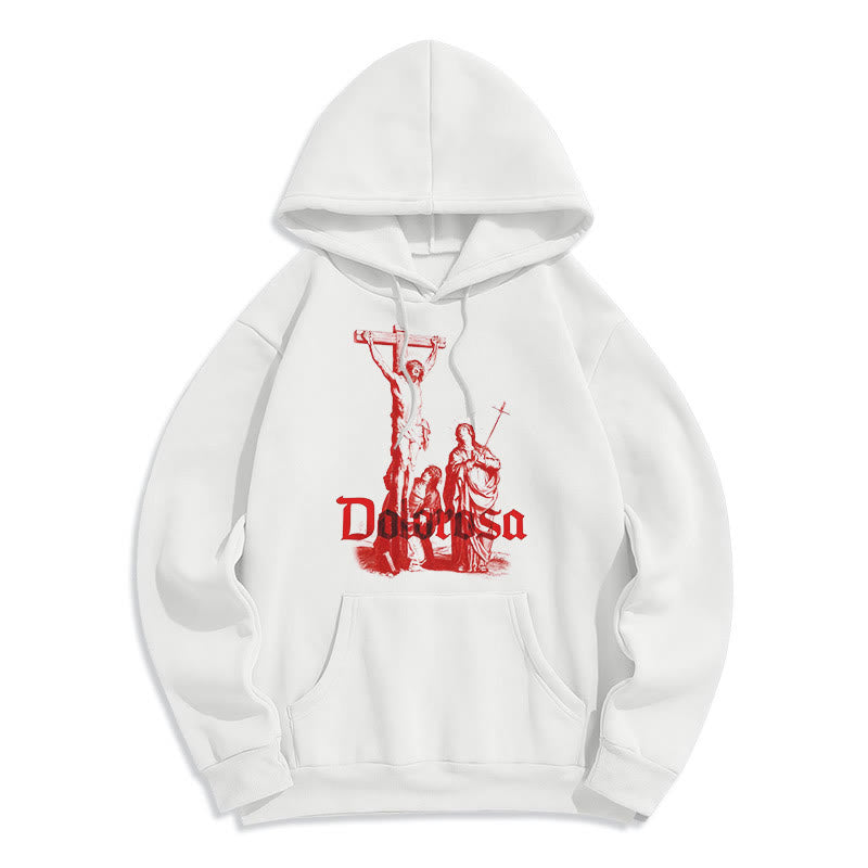 Christianartworkshop Classic Style Dolorosa Crucifix Jesus Sacred Faith Fleece Lined Polyester Hoodie - White - 2XL - image 7