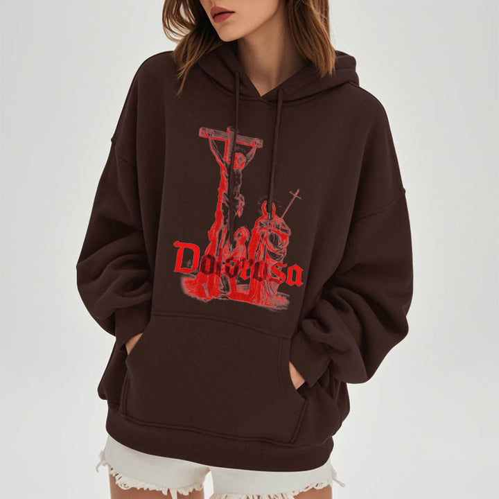 Christianartworkshop Classic Style Dolorosa Crucifix Jesus Sacred Faith Fleece Lined Polyester Hoodie - image 10