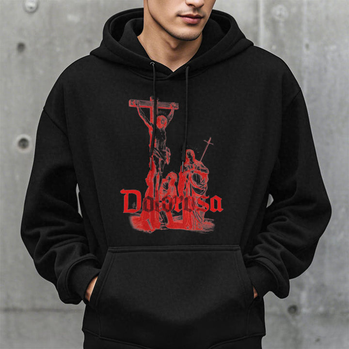 Christianartworkshop Classic Style Dolorosa Crucifix Jesus Sacred Faith Fleece Lined Polyester Hoodie - image 6