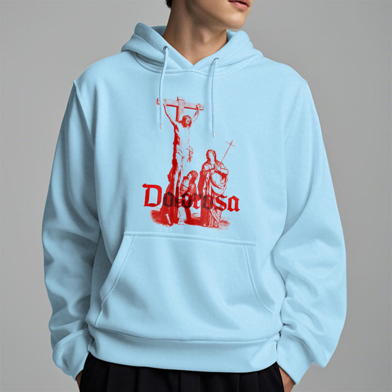 Christianartworkshop Classic Style Dolorosa Crucifix Jesus Sacred Faith Fleece Lined Polyester Hoodie - image 14