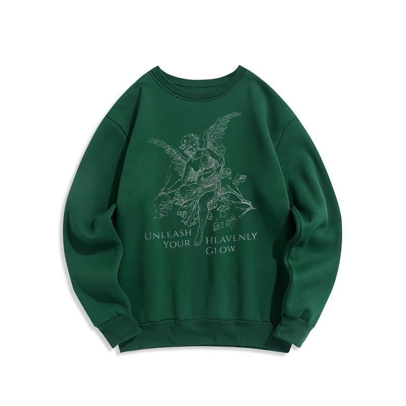 Christianartworkshop Classic Style Angel Unleash Your Heavenly Glow Fleece Lined Polyester Sweatshirt - Green - 2XL - image 15