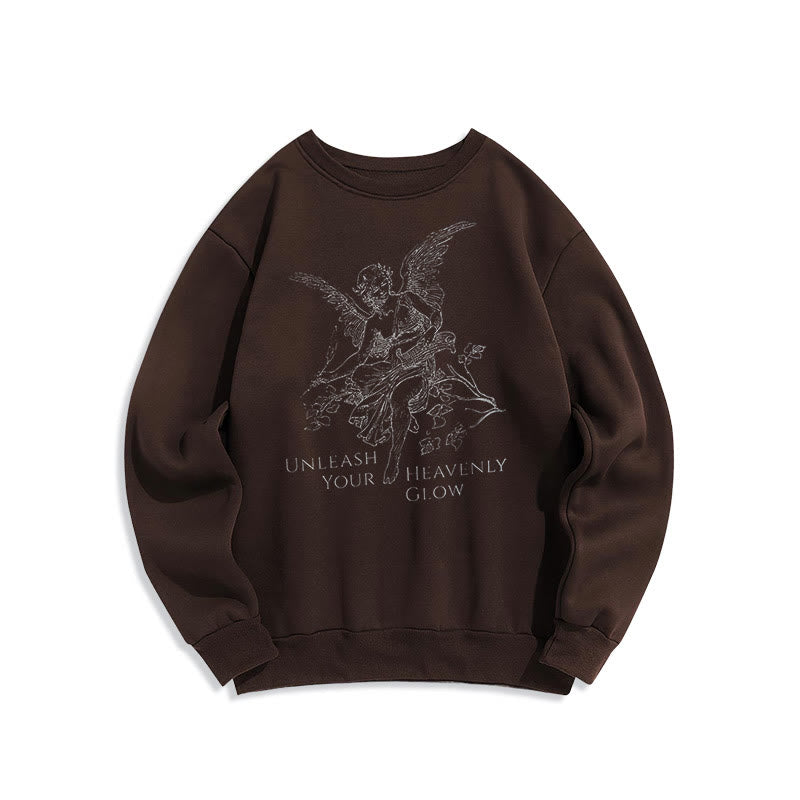 Christianartworkshop Classic Style Angel Unleash Your Heavenly Glow Fleece Lined Polyester Sweatshirt - Brown - 2XL - image 13