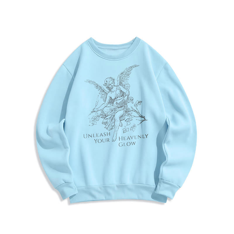 Christianartworkshop Classic Style Angel Unleash Your Heavenly Glow Fleece Lined Polyester Sweatshirt - Blue - 2XL - image 1