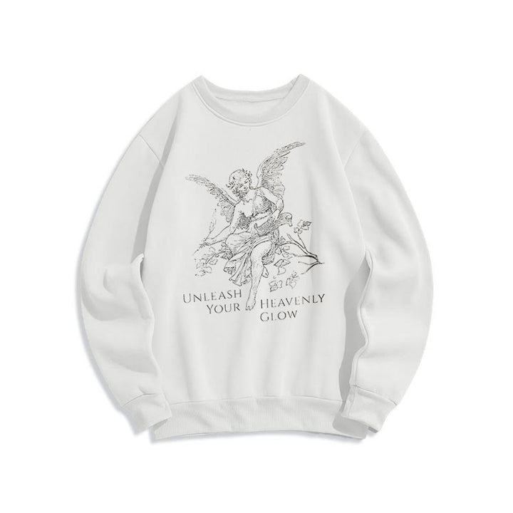 Christianartworkshop Classic Style Angel Unleash Your Heavenly Glow Fleece Lined Polyester Sweatshirt - White - 2XL - image 9