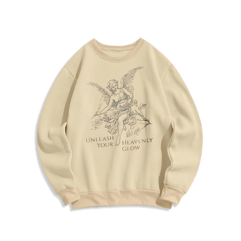 Christianartworkshop Classic Style Angel Unleash Your Heavenly Glow Fleece Lined Polyester Sweatshirt - Beige - 2XL - image 11