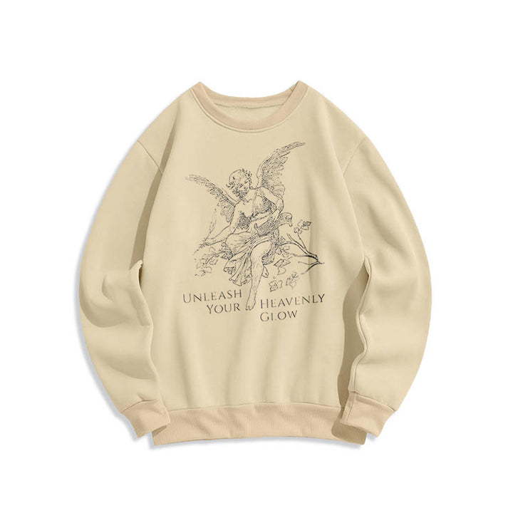Christianartworkshop Classic Style Angel Unleash Your Heavenly Glow Fleece Lined Polyester Sweatshirt - Beige - 2XL - image 11