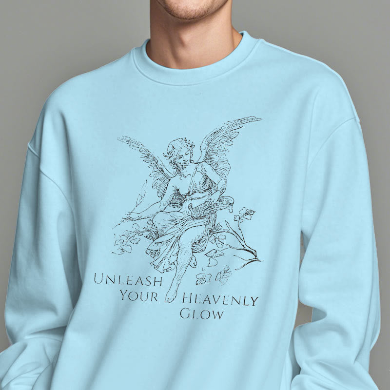 Christianartworkshop Classic Style Angel Unleash Your Heavenly Glow Fleece Lined Polyester Sweatshirt - image 5
