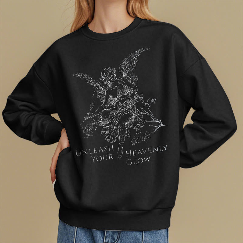 Christianartworkshop Classic Style Angel Unleash Your Heavenly Glow Fleece Lined Polyester Sweatshirt - image 8