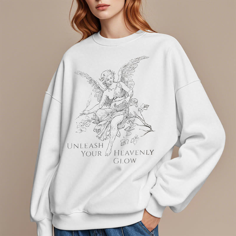 Christianartworkshop Classic Style Angel Unleash Your Heavenly Glow Fleece Lined Polyester Sweatshirt - image 10