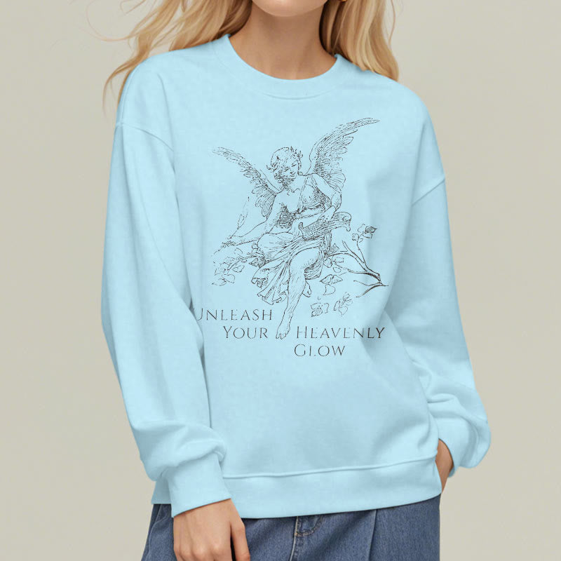 Christianartworkshop Classic Style Angel Unleash Your Heavenly Glow Fleece Lined Polyester Sweatshirt - image 6