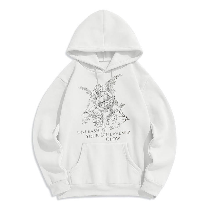 Christianartworkshop Classic Style Angel Unleash Your Heavenly Glow Fleece Lined Polyester Hoodie - White - 2XL - image 9