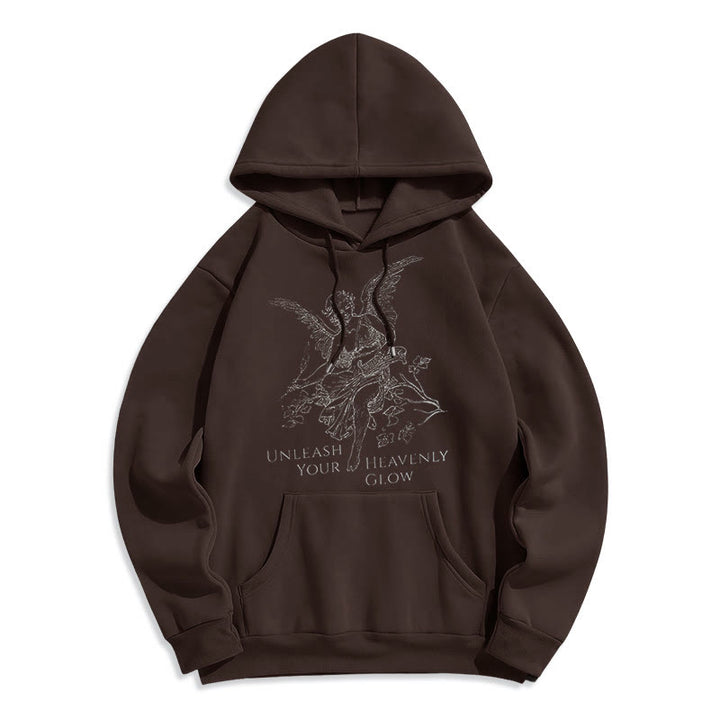Christianartworkshop Classic Style Angel Unleash Your Heavenly Glow Fleece Lined Polyester Hoodie - Brown - 2XL - image 13