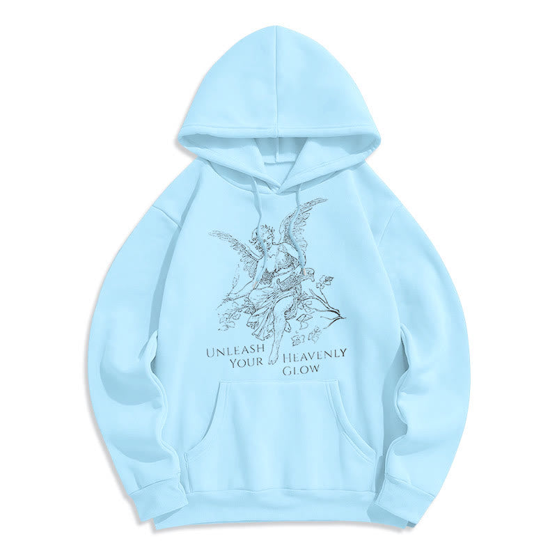 Christianartworkshop Classic Style Angel Unleash Your Heavenly Glow Fleece Lined Polyester Hoodie - Blue - 2XL - image 1