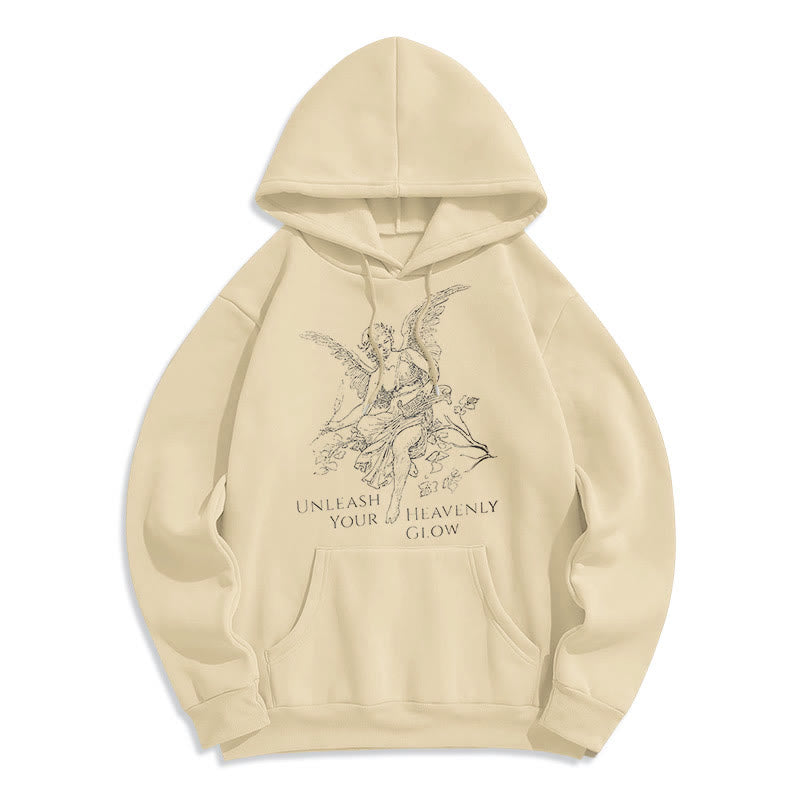 Christianartworkshop Classic Style Angel Unleash Your Heavenly Glow Fleece Lined Polyester Hoodie - Beige - 2XL - image 11