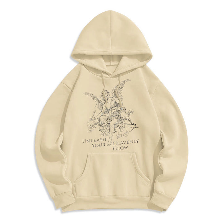 Christianartworkshop Classic Style Angel Unleash Your Heavenly Glow Fleece Lined Polyester Hoodie - Beige - 2XL - image 11