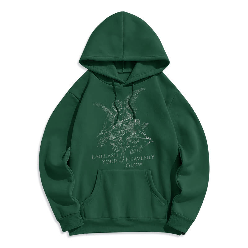Christianartworkshop Classic Style Angel Unleash Your Heavenly Glow Fleece Lined Polyester Hoodie - Green - 2XL - image 15