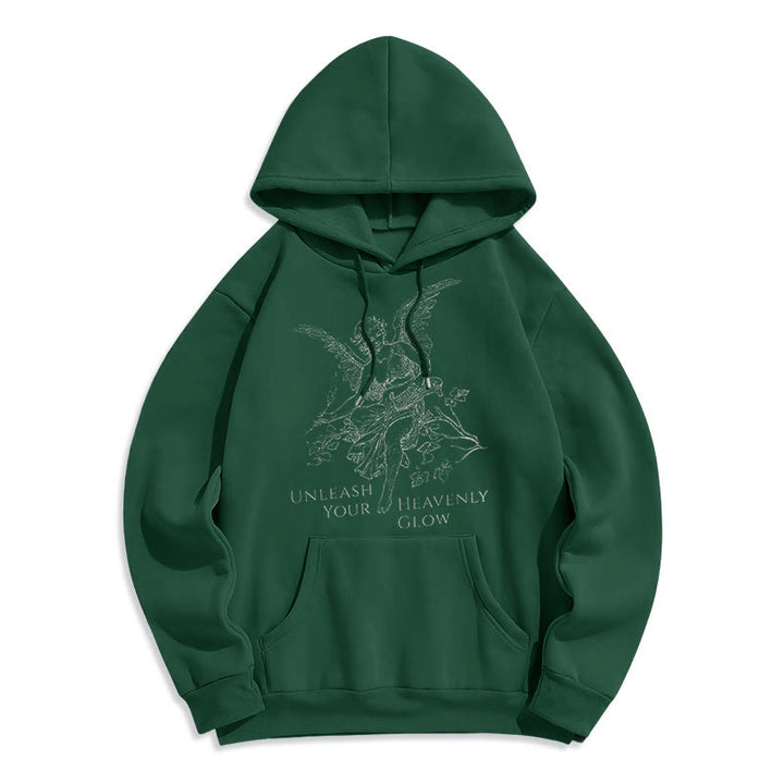 Christianartworkshop Classic Style Angel Unleash Your Heavenly Glow Fleece Lined Polyester Hoodie - Green - 2XL - image 15