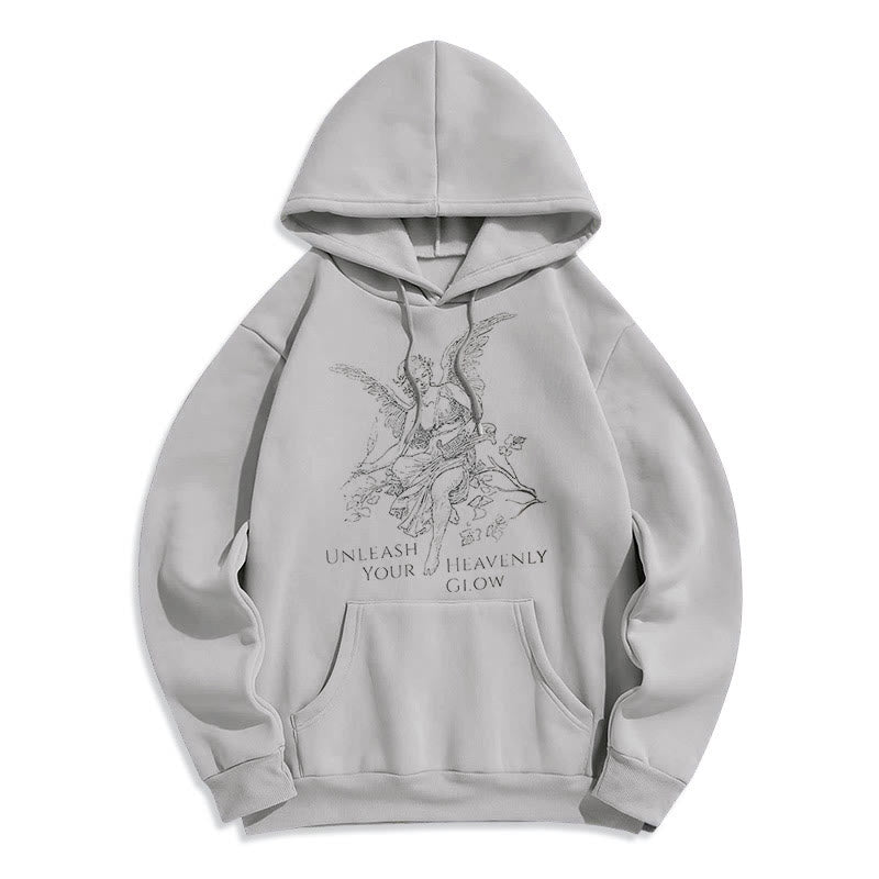 Christianartworkshop Classic Style Angel Unleash Your Heavenly Glow Fleece Lined Polyester Hoodie - Grey - 2XL - image 17
