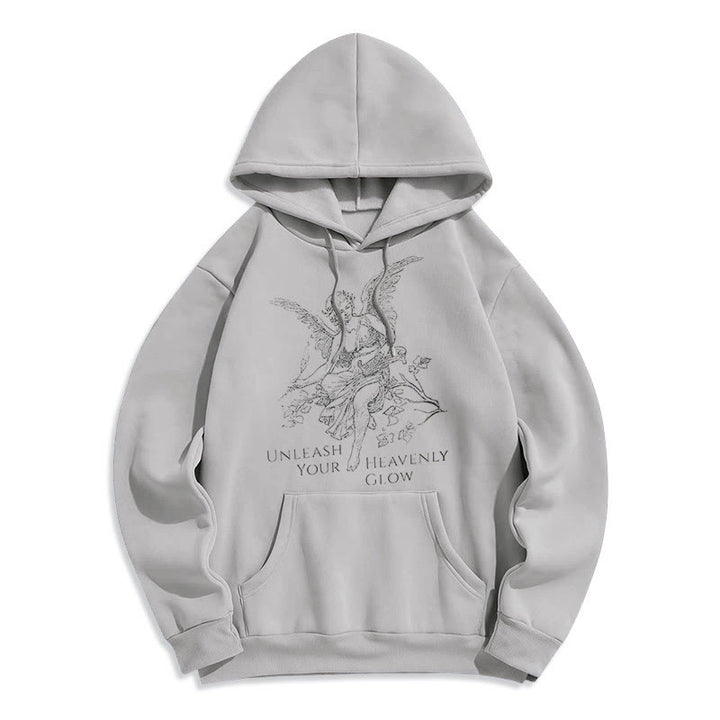 Christianartworkshop Classic Style Angel Unleash Your Heavenly Glow Fleece Lined Polyester Hoodie - Grey - 2XL - image 17