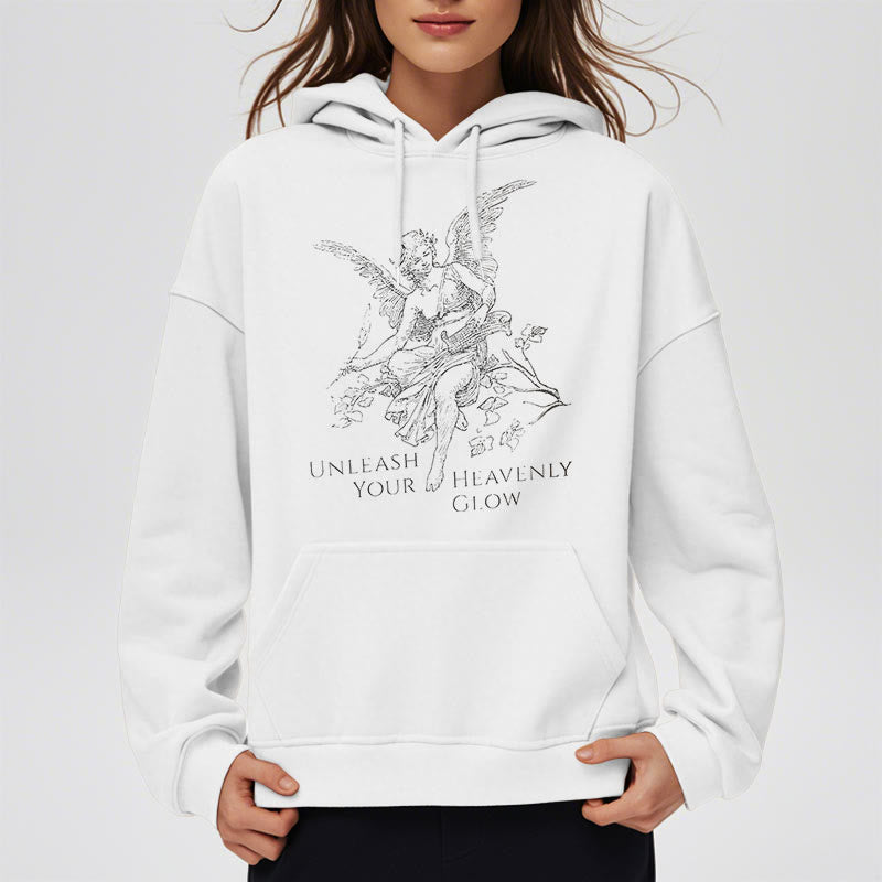 Christianartworkshop Classic Style Angel Unleash Your Heavenly Glow Fleece Lined Polyester Hoodie - image 10