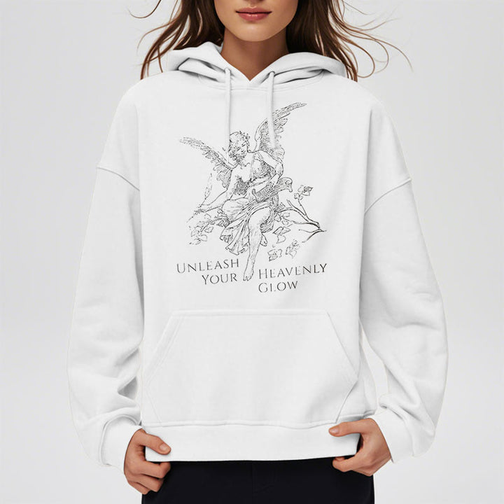 Christianartworkshop Classic Style Angel Unleash Your Heavenly Glow Fleece Lined Polyester Hoodie - image 10