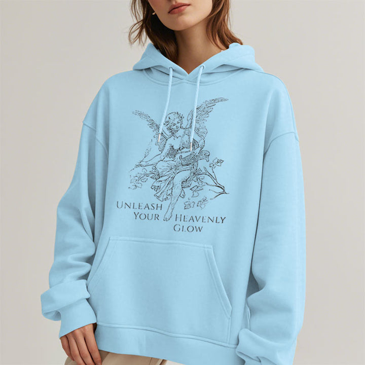 Christianartworkshop Classic Style Angel Unleash Your Heavenly Glow Fleece Lined Polyester Hoodie - image 5