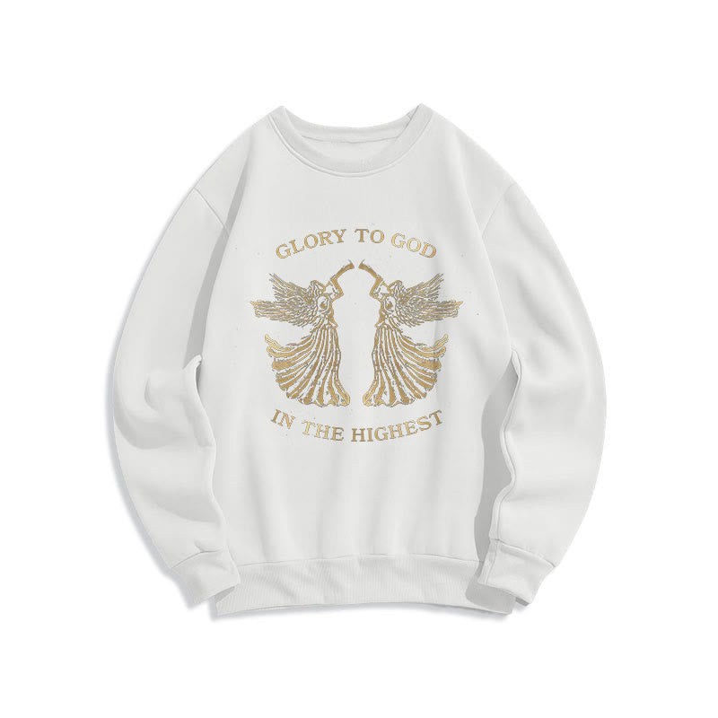 Christianartworkshop Classic Style Glory To God In The Highest Angel Fleece Lined Polyester Sweatshirt - White - 2XL - image 1