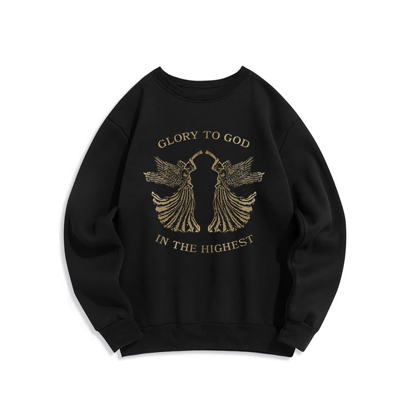 Christianartworkshop Classic Style Glory To God In The Highest Angel Fleece Lined Polyester Sweatshirt - Black - 2XL - image 7