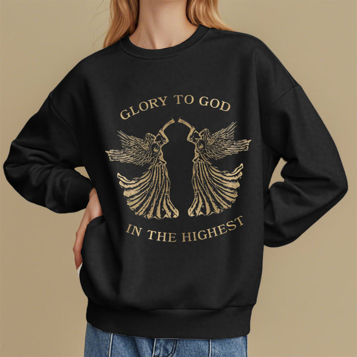 Christianartworkshop Classic Style Glory To God In The Highest Angel Fleece Lined Polyester Sweatshirt - image 8