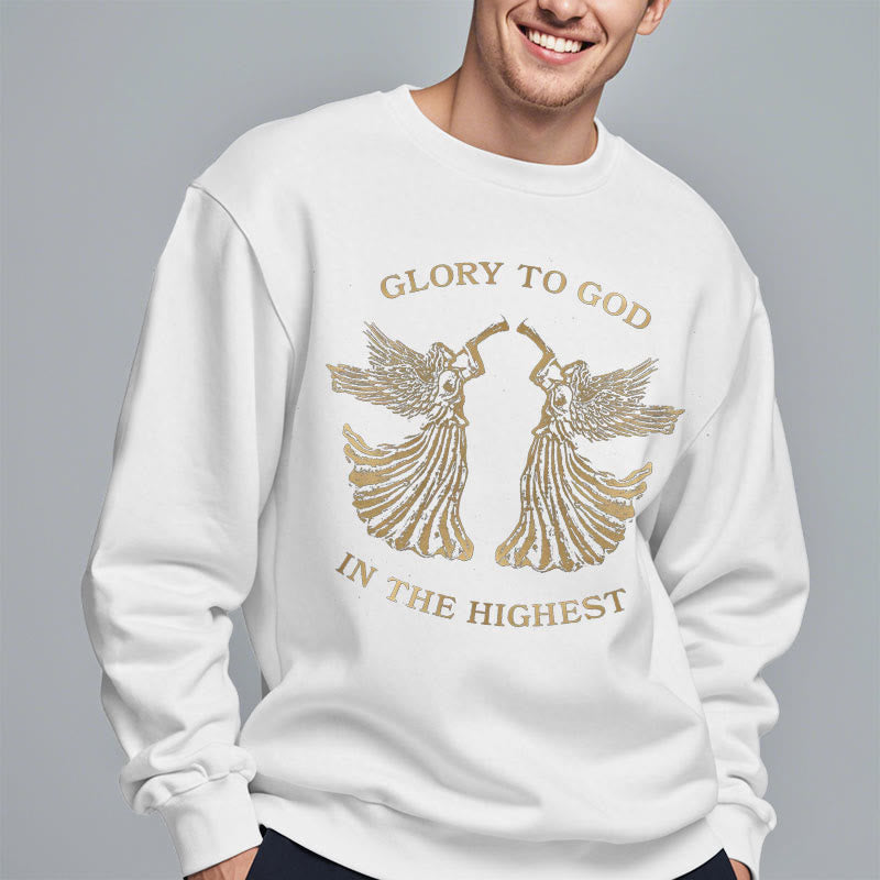 Christianartworkshop Classic Style Glory To God In The Highest Angel Fleece Lined Polyester Sweatshirt - image 6