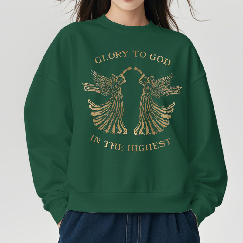 Christianartworkshop Classic Style Glory To God In The Highest Angel Fleece Lined Polyester Sweatshirt - image 13