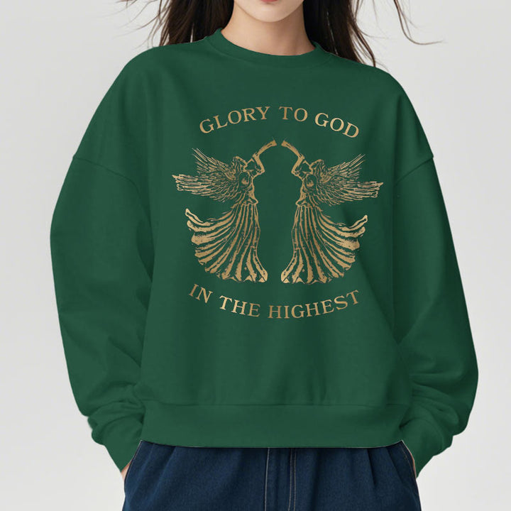 Christianartworkshop Classic Style Glory To God In The Highest Angel Fleece Lined Polyester Sweatshirt - image 13