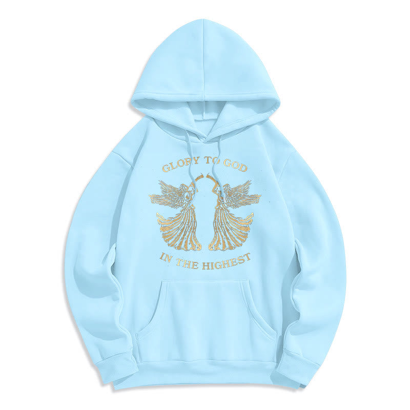 Christianartworkshop Classic Style Glory To God In The Highest Angel Fleece Lined Polyester Hoodie - Blue - 2XL - image 1