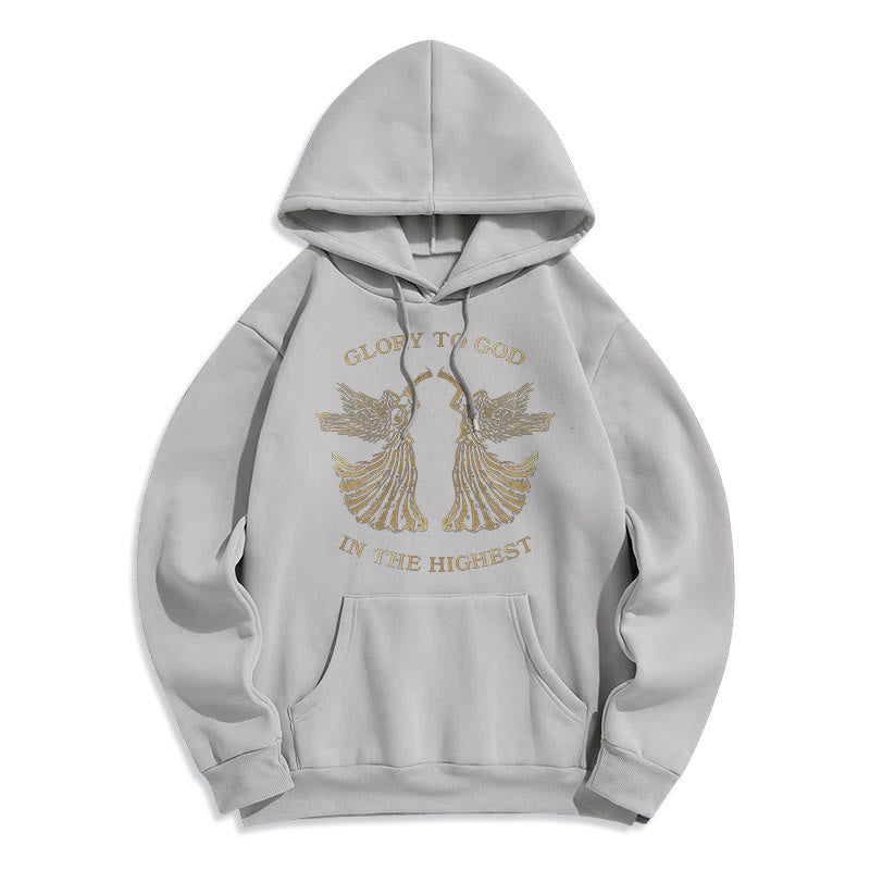 Christianartworkshop Classic Style Glory To God In The Highest Angel Fleece Lined Polyester Hoodie - Grey - 2XL - image 16