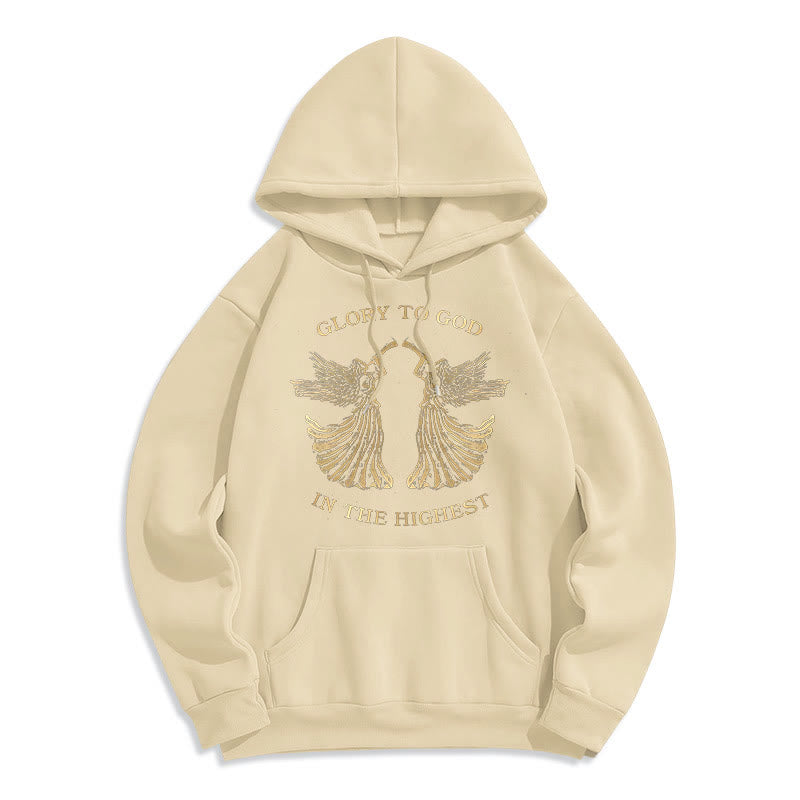 Christianartworkshop Classic Style Glory To God In The Highest Angel Fleece Lined Polyester Hoodie - Beige - 2XL - image 11
